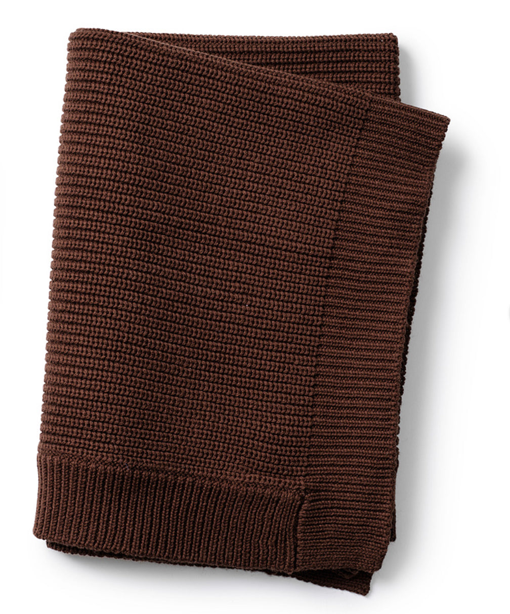 Wool Knitted Blanket - Chocolate