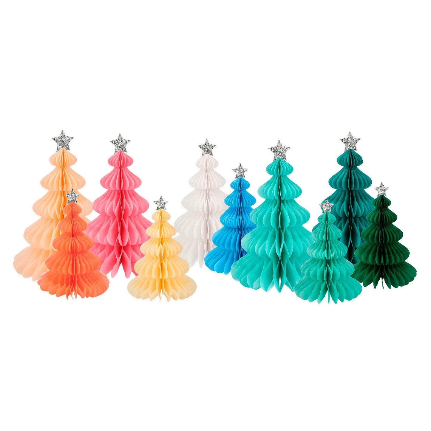 Rainbow Forest Honeycomb Decorations (Pack of 10 in 2 sizes)