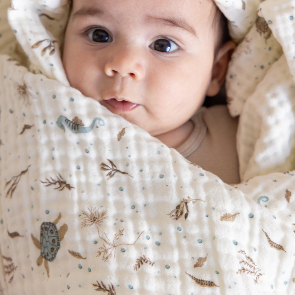 Muslin Baby Blanket-Sea Garden