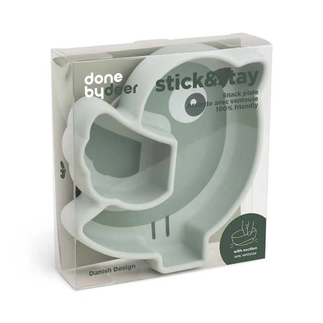 Silicone stick&stay snack plate - birdee - green
