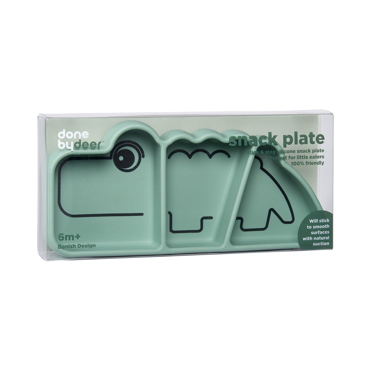 Silicone stick & stay snackplate - croco - green