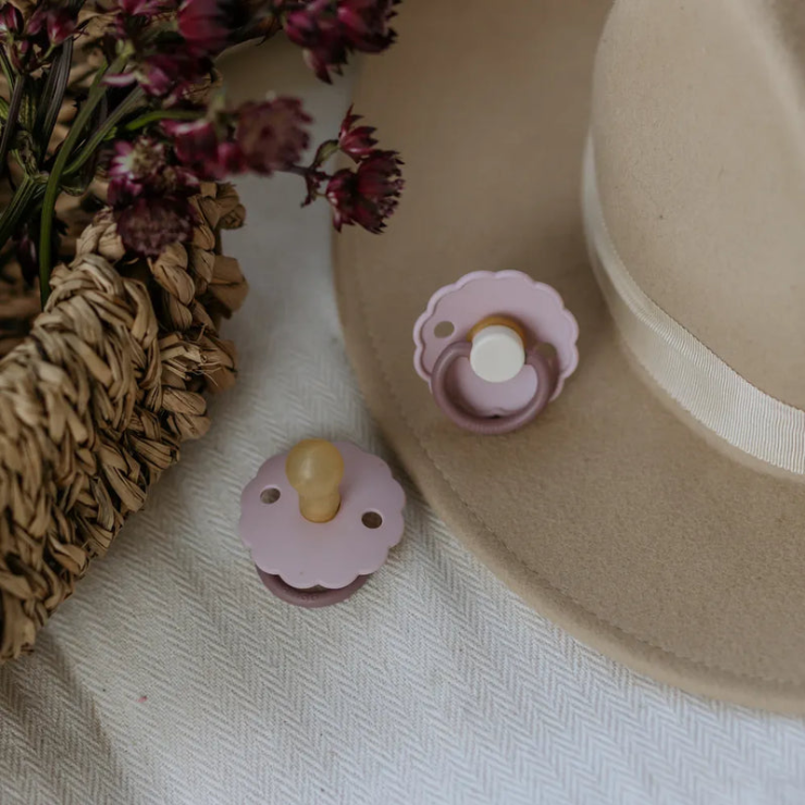FRIGG Daisy Pacifier 2 Pack Latex - Lavender Haze and Cream