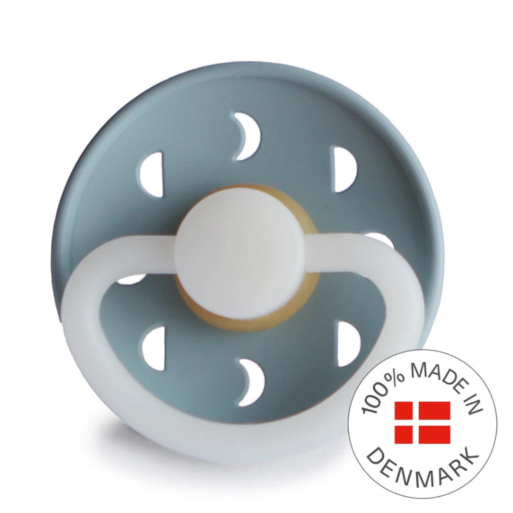 FRIGG Moon Phase Night Pacifier 2 Pack Latex - Stone Blue and Cream