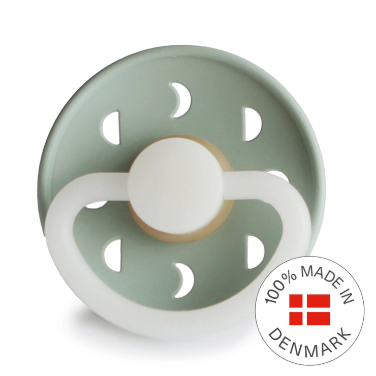 FRIGG Moon Phase Night Pacifier 2 Pack Latex - Stone Blue and Sage