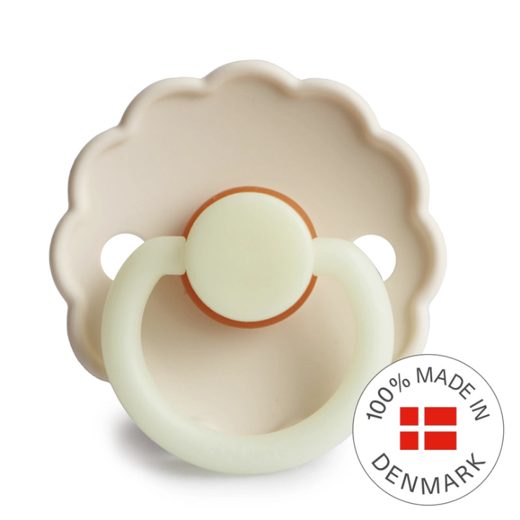 FRIGG Daisy Night Pacifier 2 Pack Latex - Cream and Croissant
