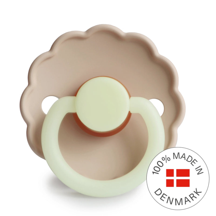 FRIGG Daisy Night Pacifier 2 Pack Latex - Cream and Croissant