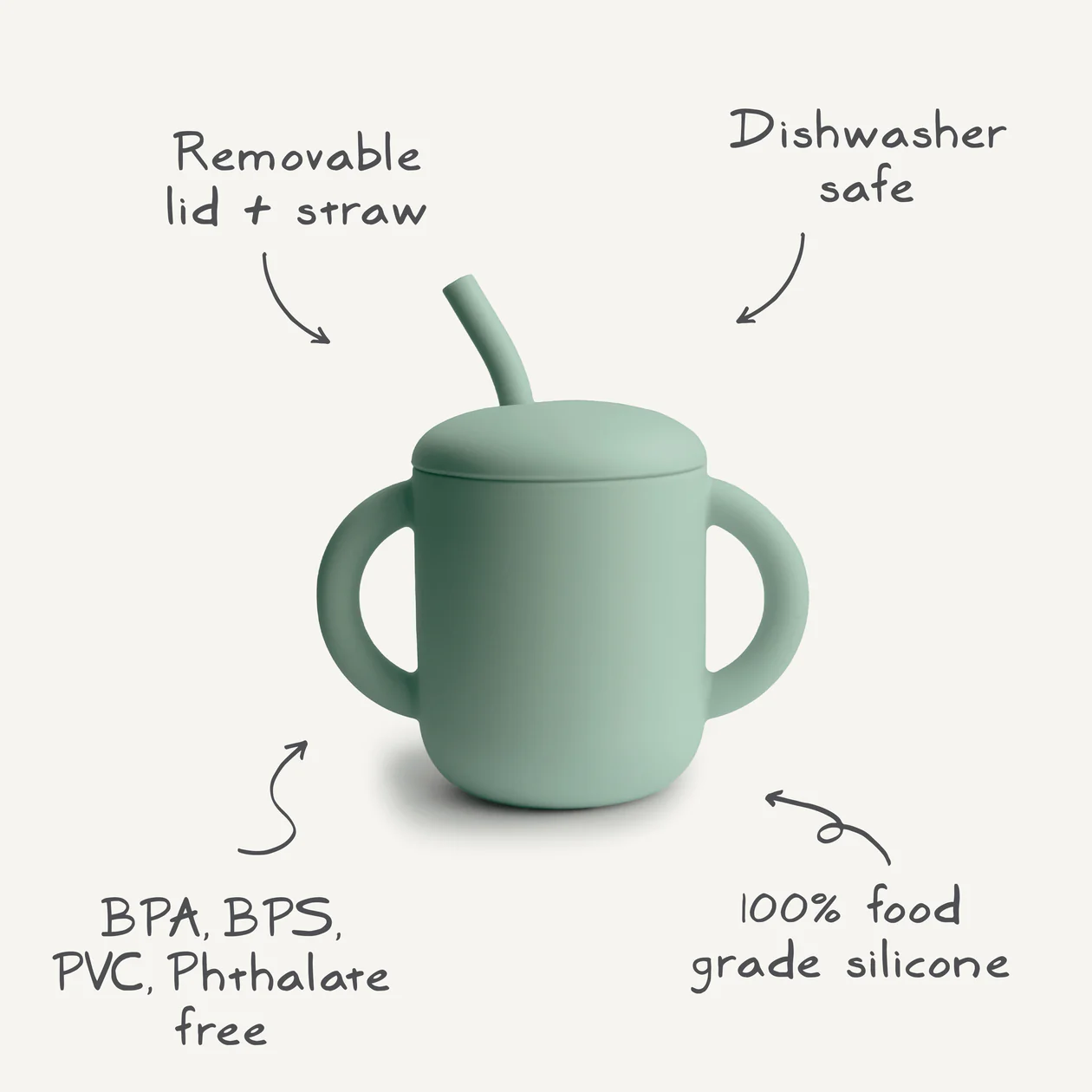 Silicone Training Cup + Straw- Natural