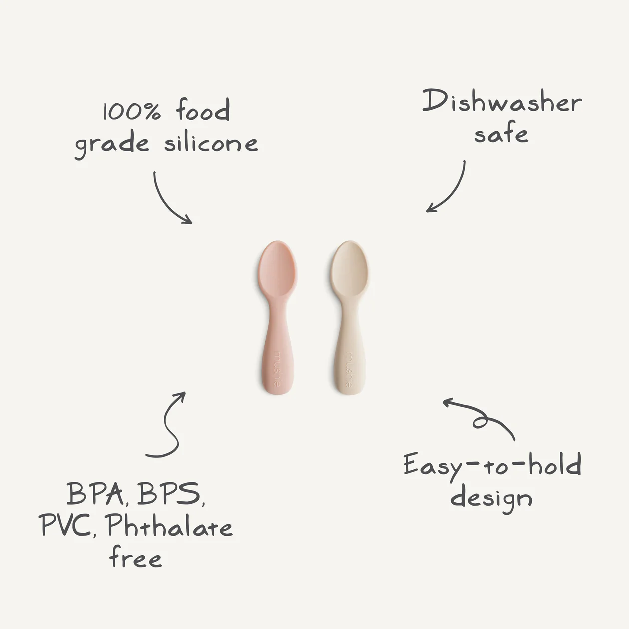 Silicone Toddler Starter Spoons - Natural/Shifting Sand