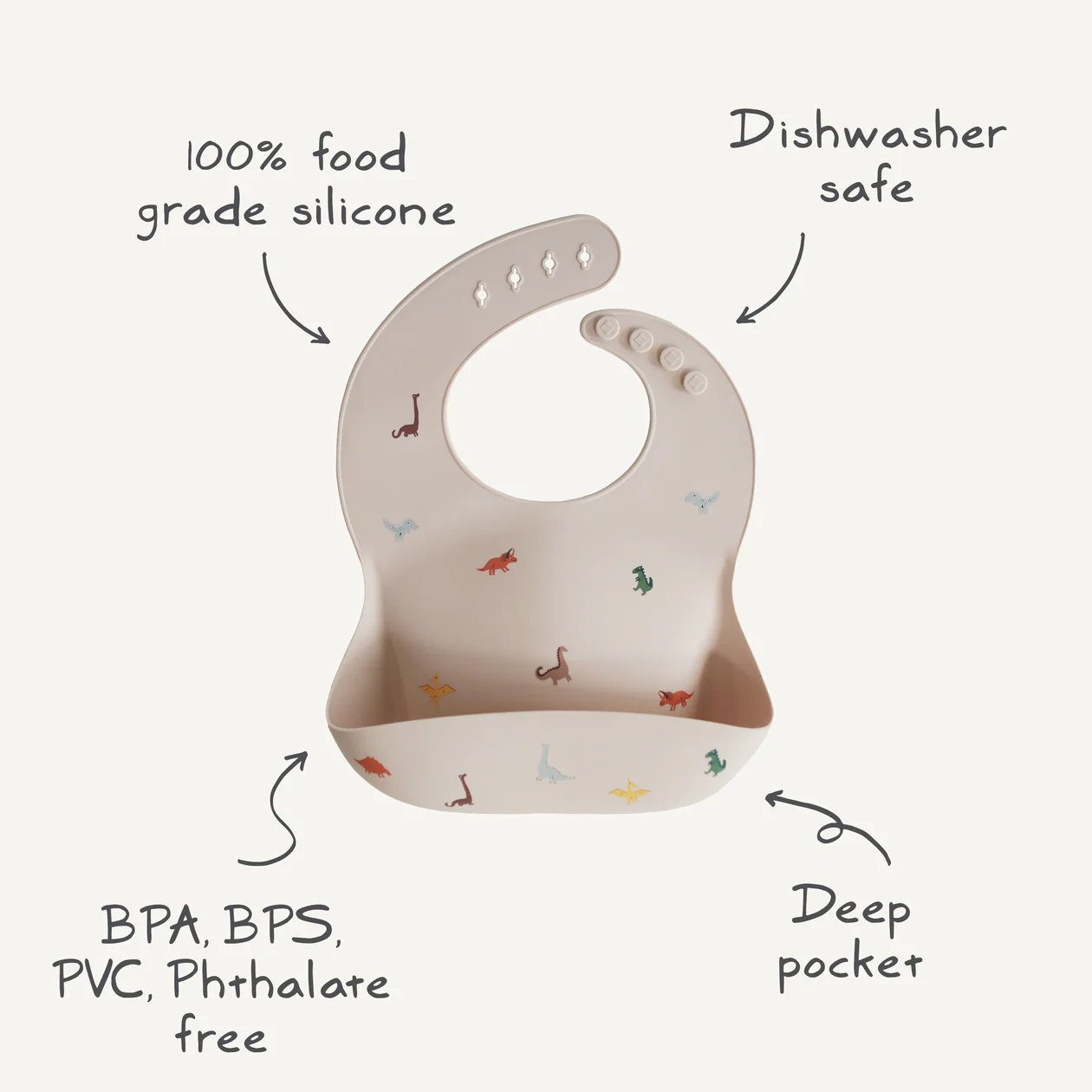 Silicone Baby Bib - Lilac Flowers