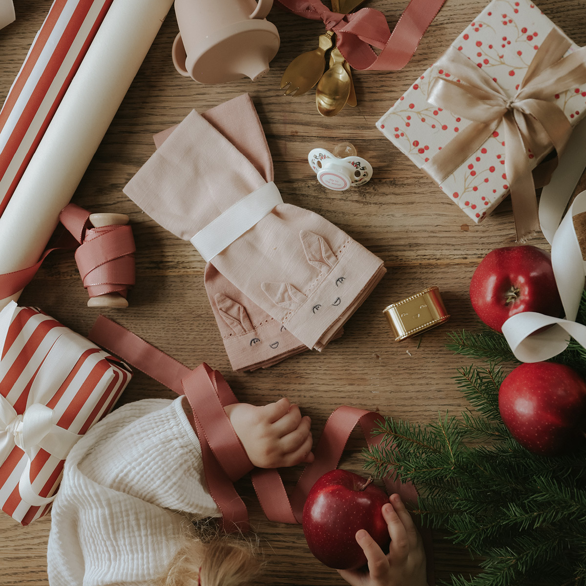 Baby Napkins 2 pieces - Faded Rose/Powder Pink
