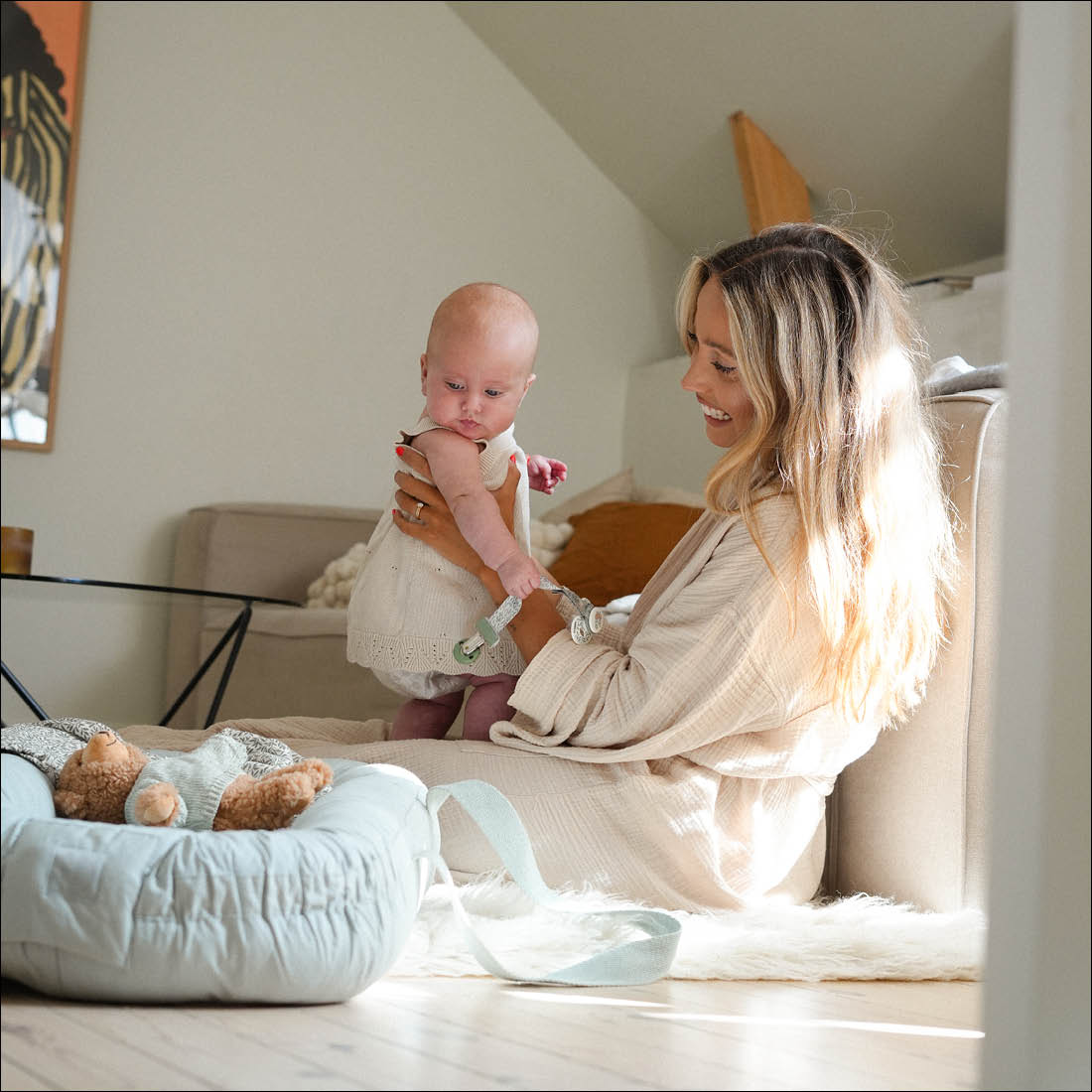 Elodie Portable Baby Nest - Mineral Green