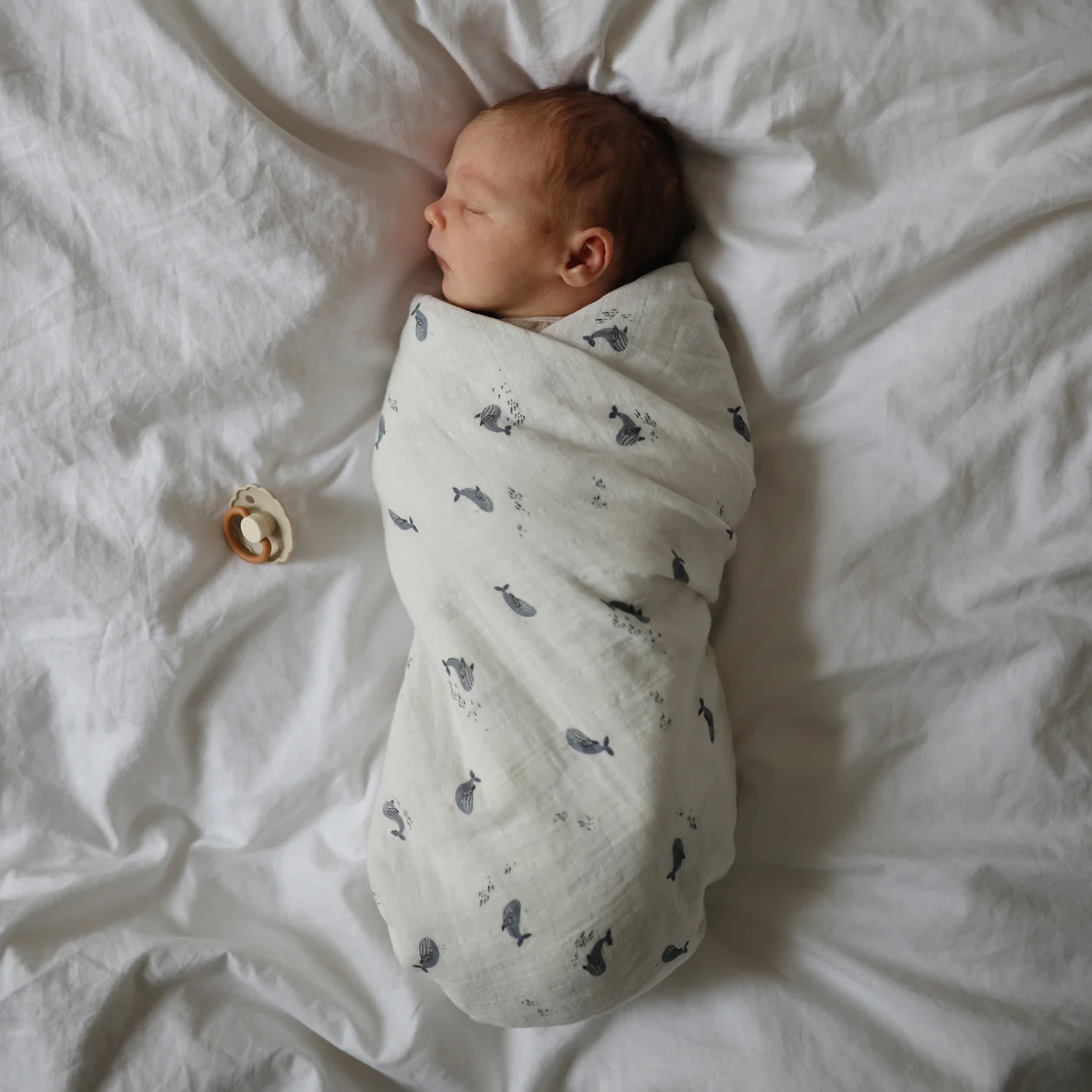 Mushie Muslin Swaddle Blanket - Whales