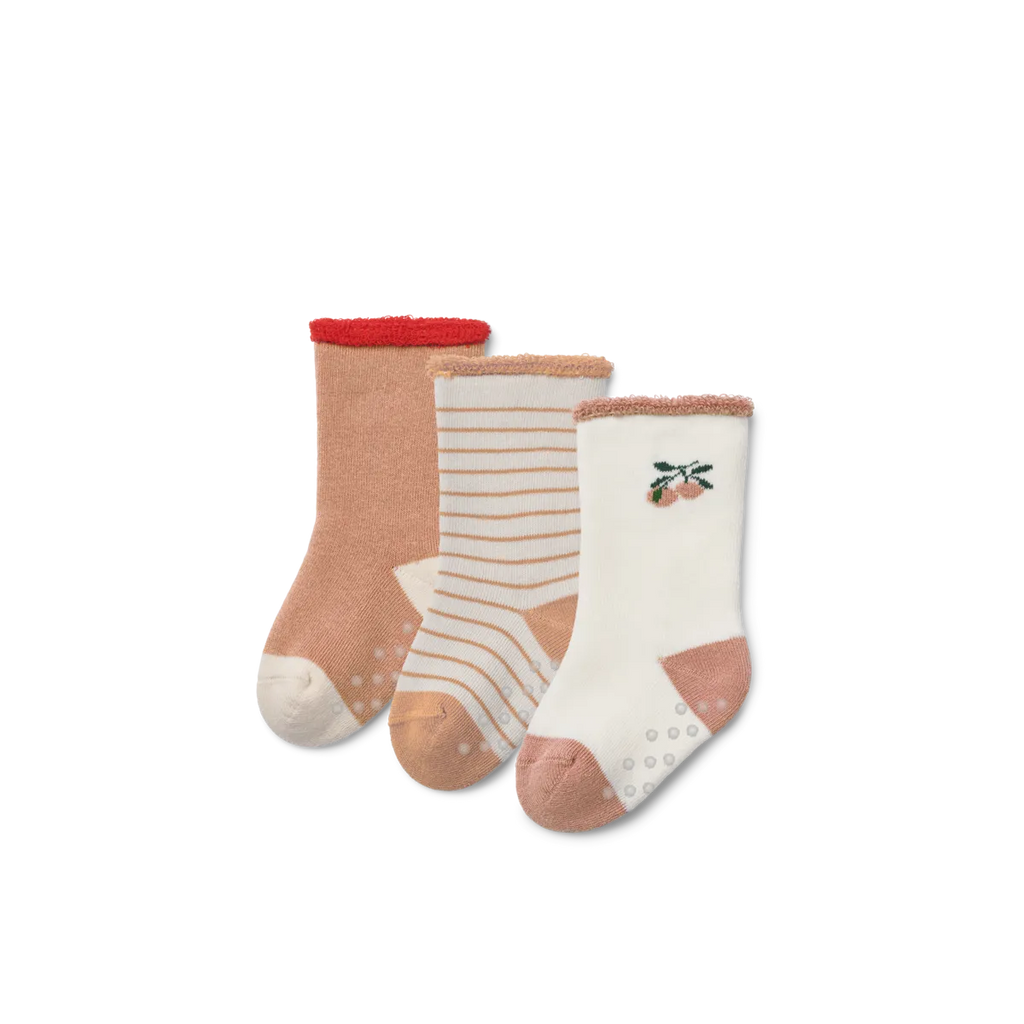 ELOY BABY SOCKS 3-PACK - Peach / Sandy mix