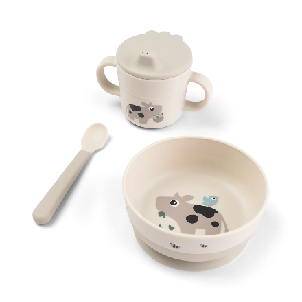 Foodie first meal set w/suction - happy clouds - Sand