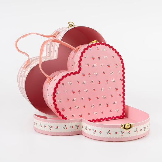 Vintage Rose Heart Suitcases