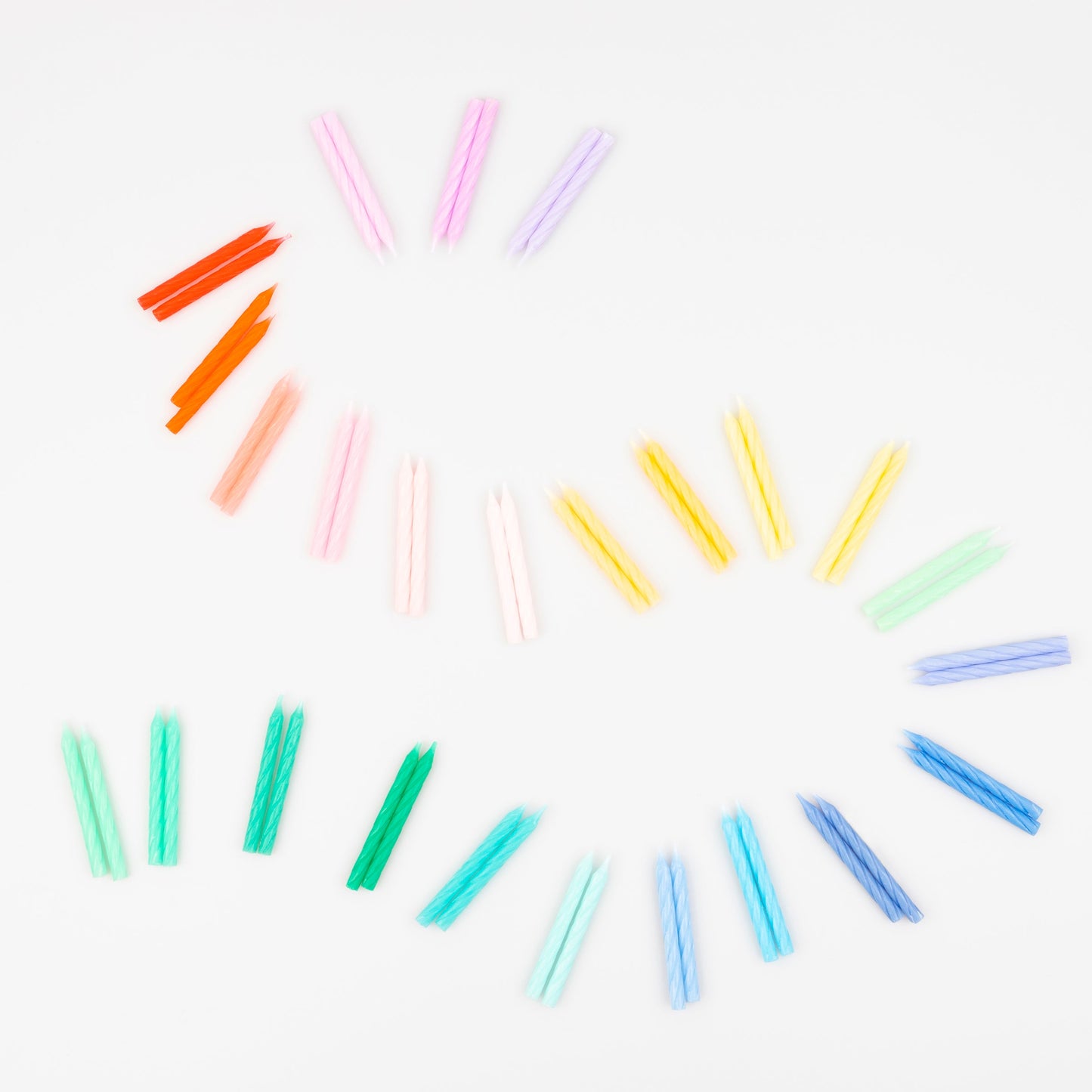 Rainbow Twisted Mini Candles (x 50)