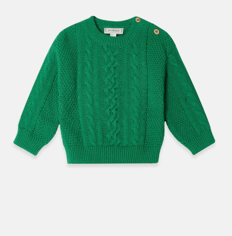 garbo&friends Knitted Cable Sweatshirt EMERALD GREEN
