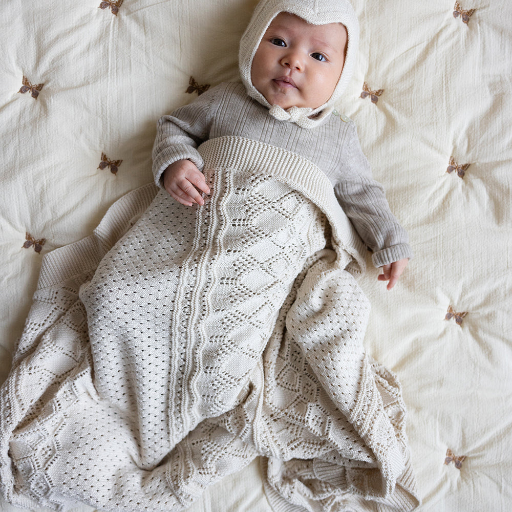 Pointelle Baby Knit Throw-Off White