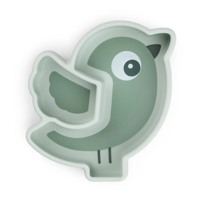 Silicone stick&stay snack plate - birdee - green