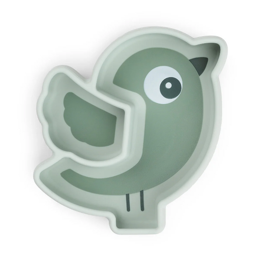 Silicone stick&stay snack plate - birdee - green