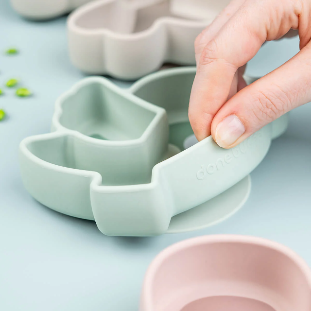 Silicone stick&stay snack plate - birdee - green