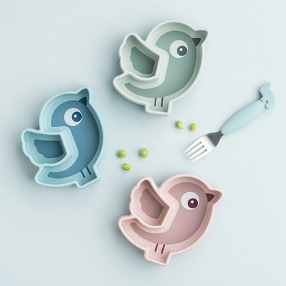 Silicone stick&stay snack plate - birdee - green
