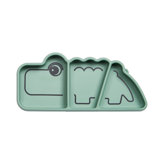 Silicone stick & stay snackplate - croco - green