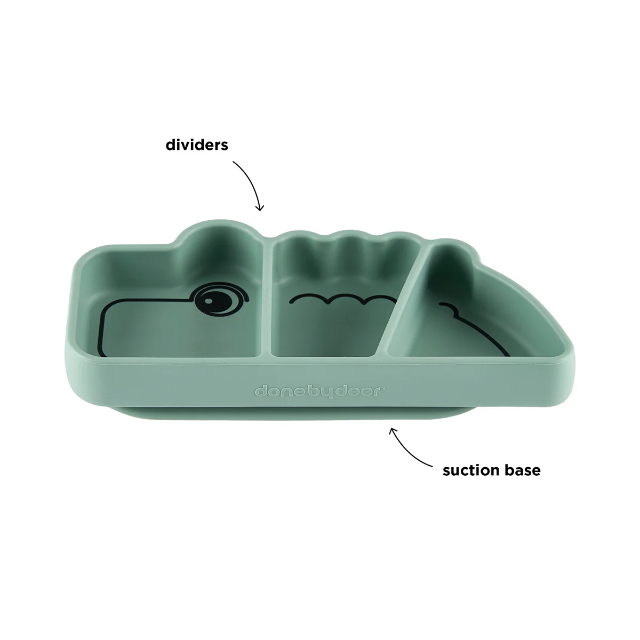 Silicone stick & stay snackplate - croco - green