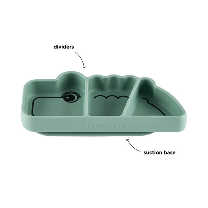 Silicone stick & stay snackplate - croco - green