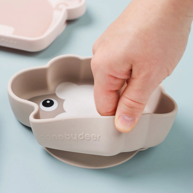 Silicone stick&stay bowl - sheepy - sand
