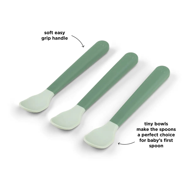 Foodie easy-grip baby spoon 3-pack - green