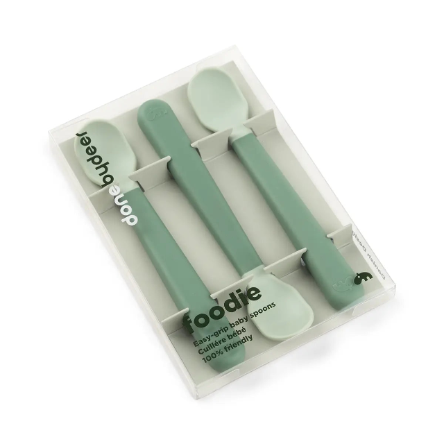 Foodie easy-grip baby spoon 3-pack - green