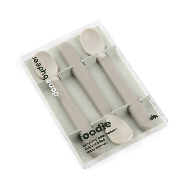 Foodie easy-grip baby spoon 3-pack - sand