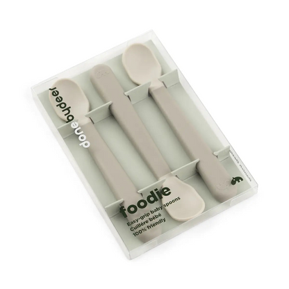 Foodie easy-grip baby spoon 3-pack - sand