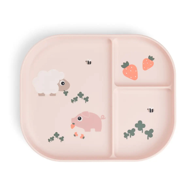 Foodie compartment plate - tiny farm - powder
