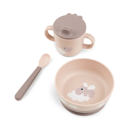 Foodie first meal set w/suction - happy clouds - powder