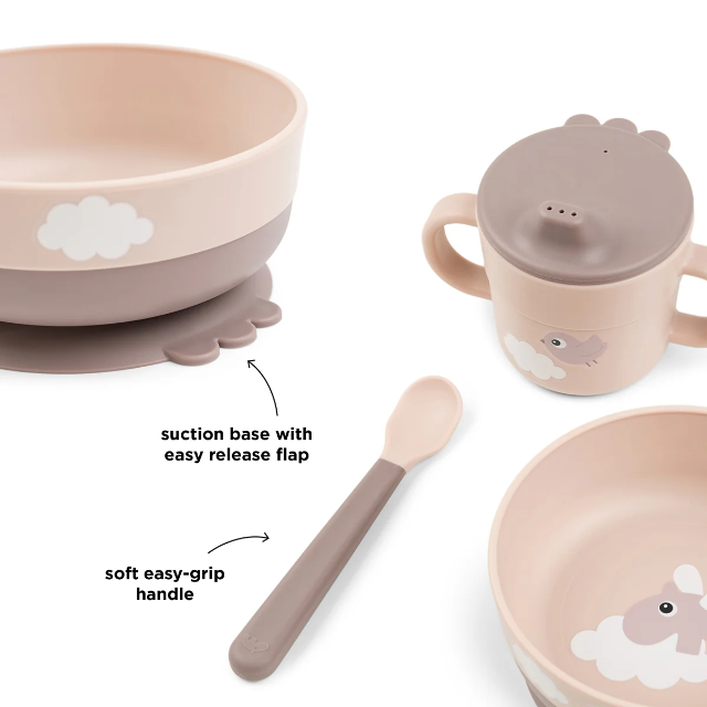 Foodie first meal set w/suction - happy clouds - powder