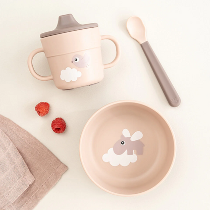 Foodie first meal set w/suction - happy clouds - powder