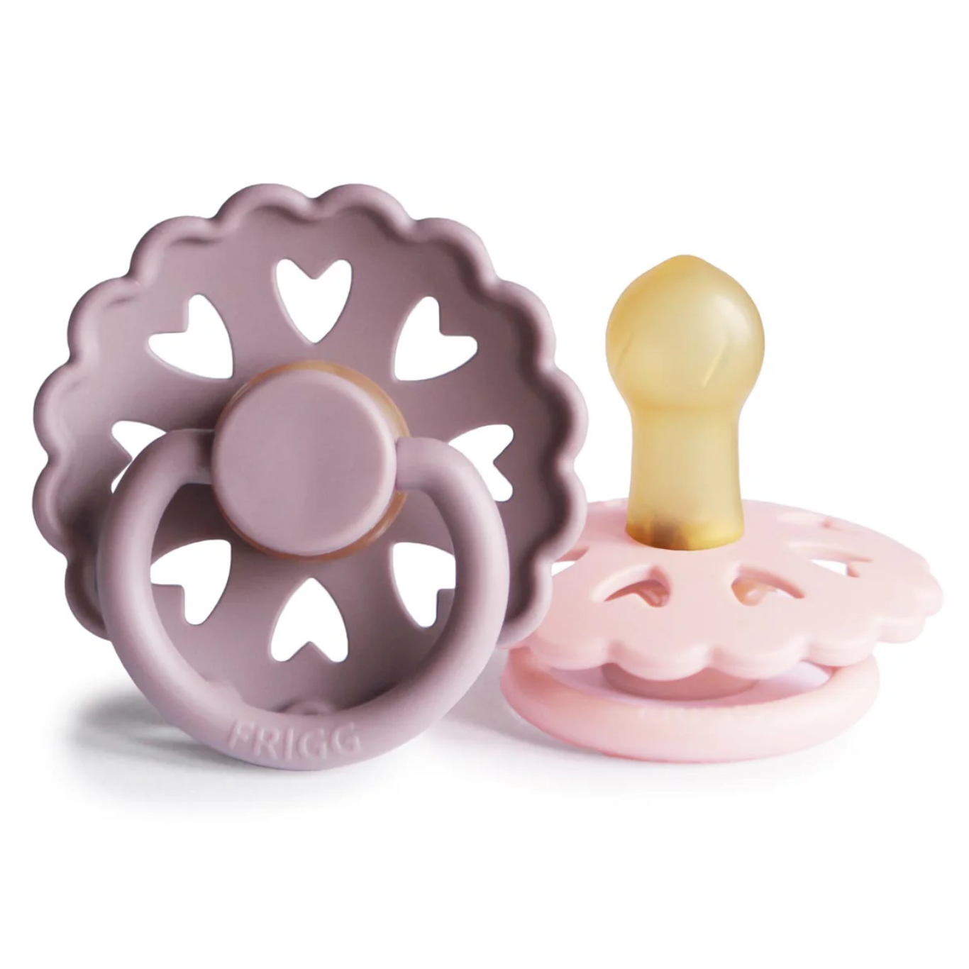 FRIGG Fairytale Pacifier 2 Pack Latex - Twilight Mauve and White Lilac