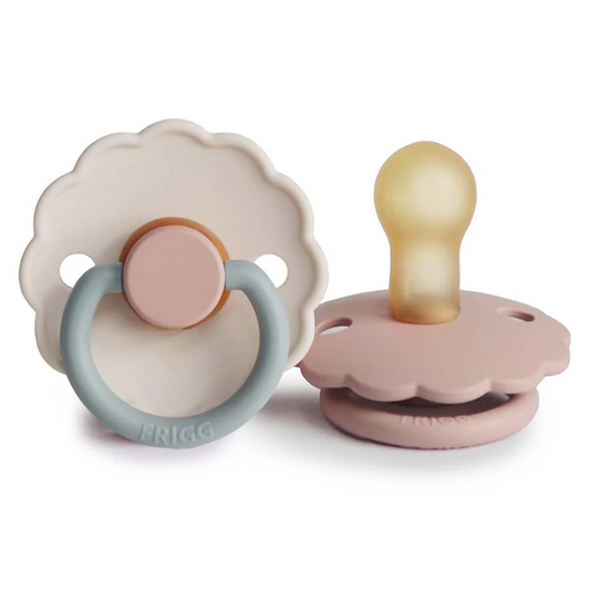 FRIGG Daisy Pacifier 2 Pack Latex - Blush and Cotton Candy