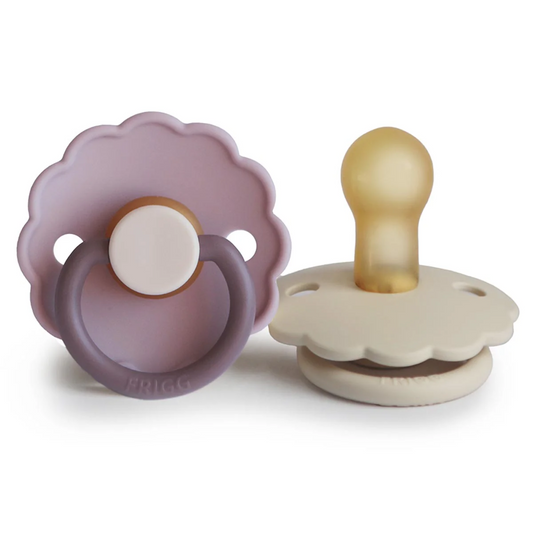 FRIGG Daisy Pacifier 2 Pack Latex - Lavender Haze and Cream