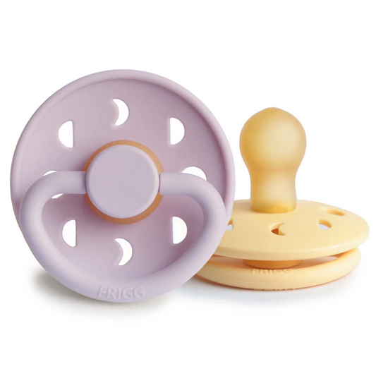 FRIGG Moon Pacifier 2 Pack Latex - Soft Lilac and Pale Daffodil