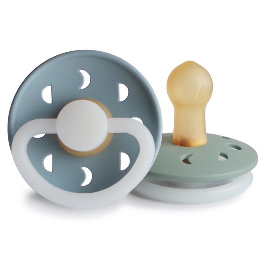 FRIGG Moon Phase Night Pacifier 2 Pack Latex - Stone Blue and Sage