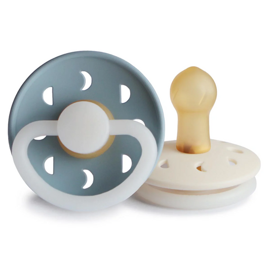 FRIGG Moon Phase Night Pacifier 2 Pack Latex - Stone Blue and Cream