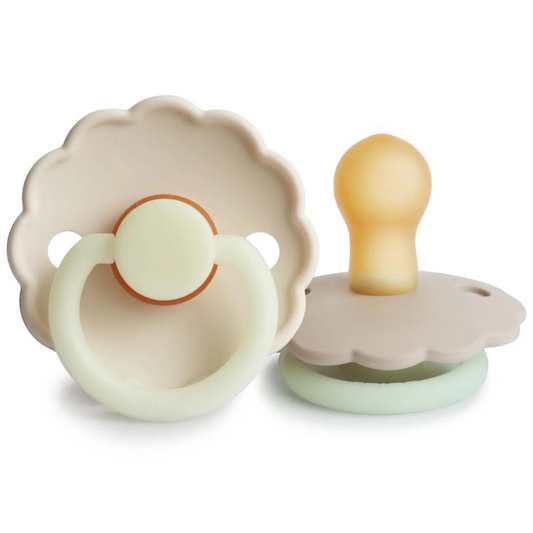 FRIGG Daisy Night Pacifier 2 Pack Latex - Cream and Croissant