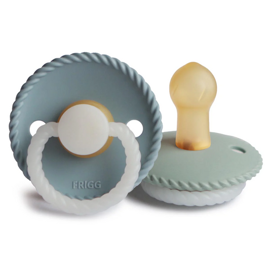 FRIGG Rope Night Pacifier 2 Pack Latex - Stone Blue and Sage