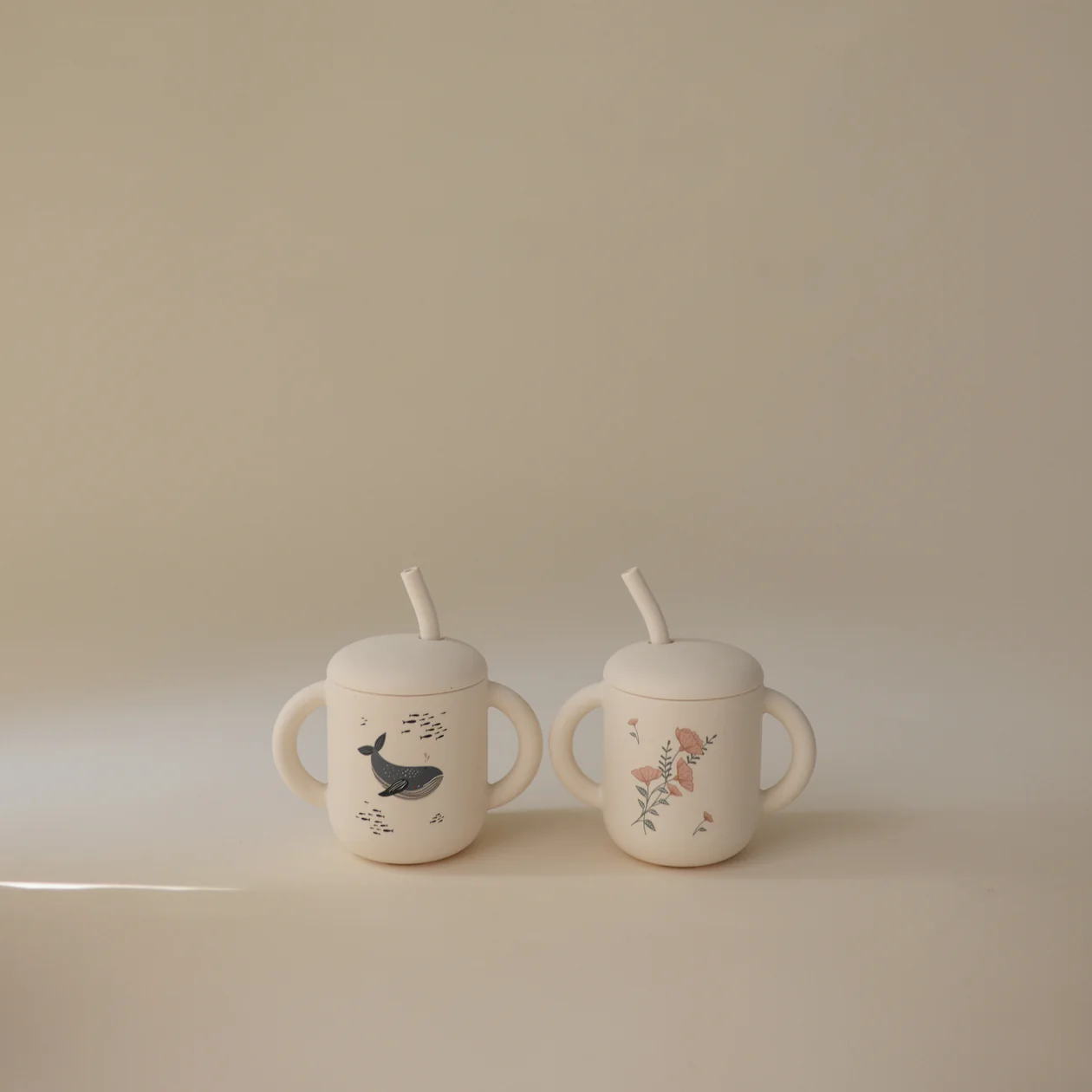 Silicone Training Cup + Straw- Whales