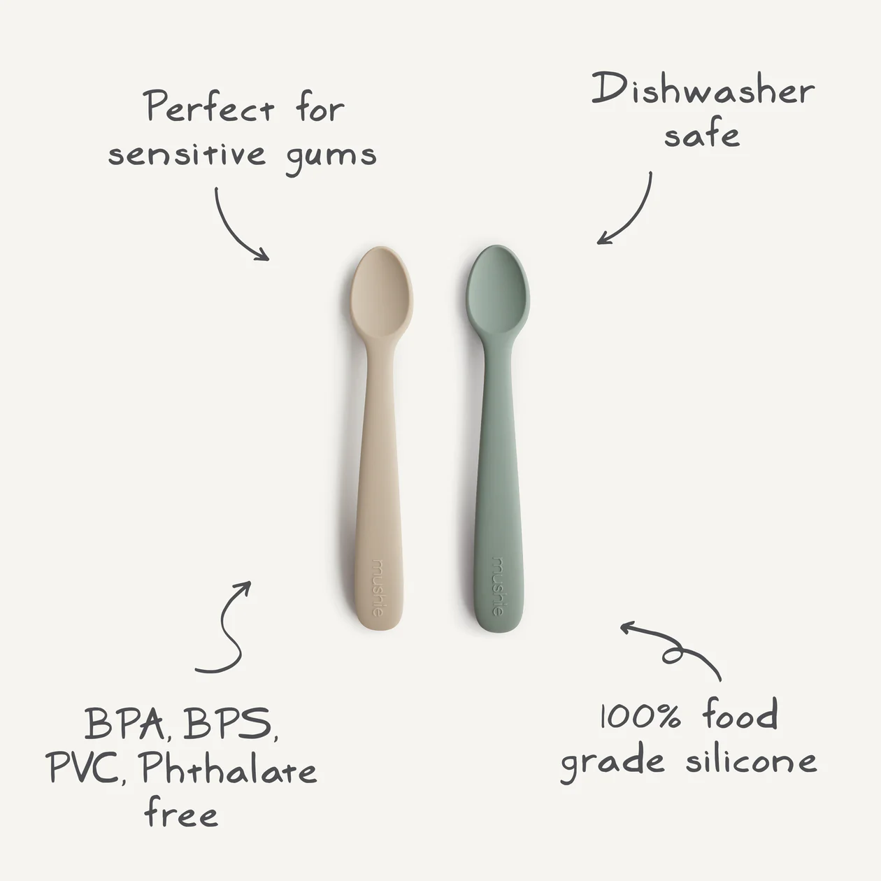Silicone Feeding Spoons - Dried Thyme/Natural