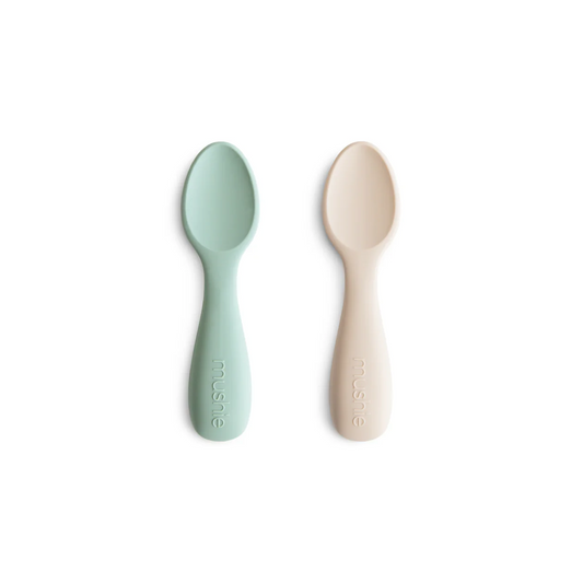 Silicone Toddler Starter Spoons - Cambridge Blue/Shifting Sand