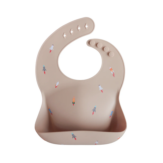 Silicone Baby Bib - Rocket Ship